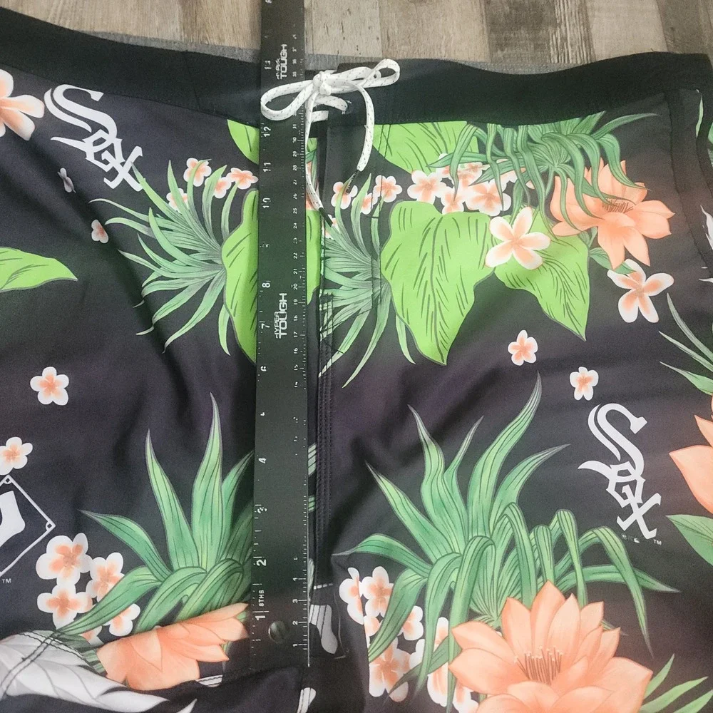 Hurley Board Shorts Men 38 Black Chicago White Sox Floral MLB Phantom Swim Trunk